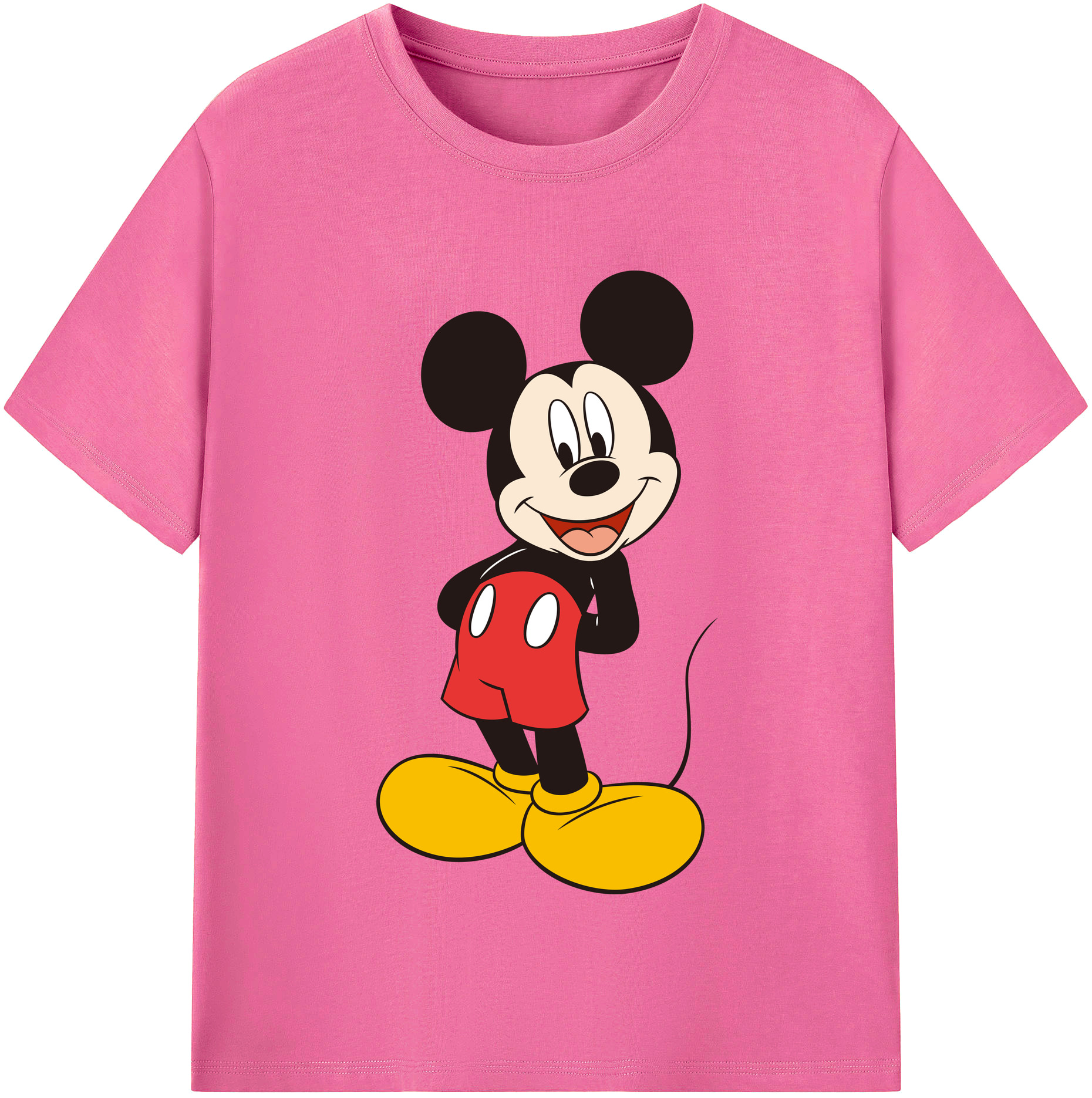（画像用） ミッキーマウス Mickey Mouse レディースカジュアルプリントTシャツ（綿100％）